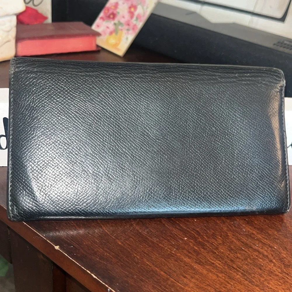 BVLGARI Clip Bi-Fold Long Wallet Bulgari Brugali Leather Authentic
